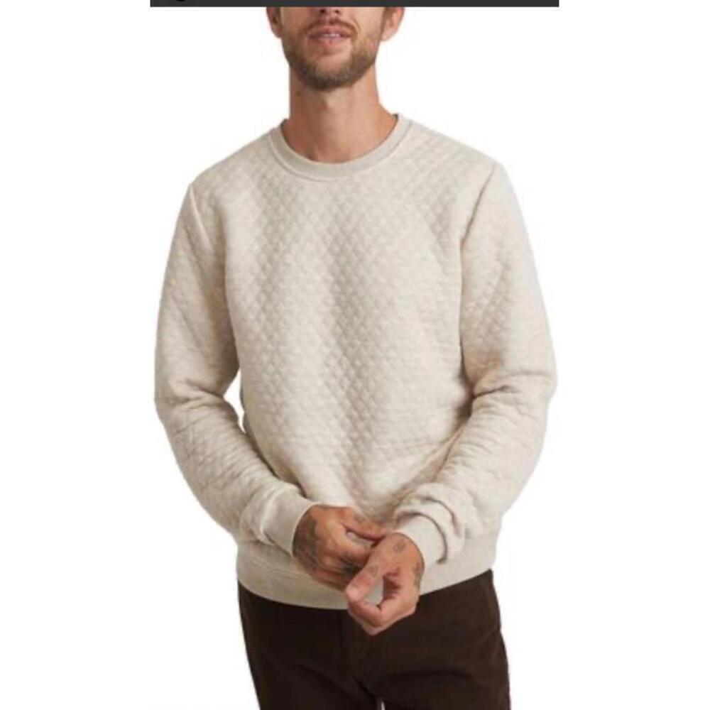 NWOT Marine Layer Unisex Corbet Quilted Crewneck Sweatshirt in Oat Heather sz S